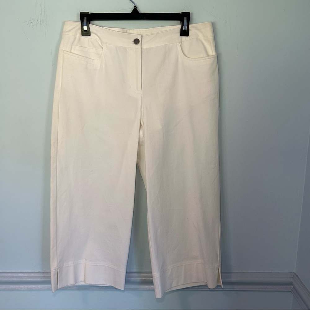 NWT Eileen Fisher White 5 PKTS Clam Digger Wide Leg Dress Capris Size Medium